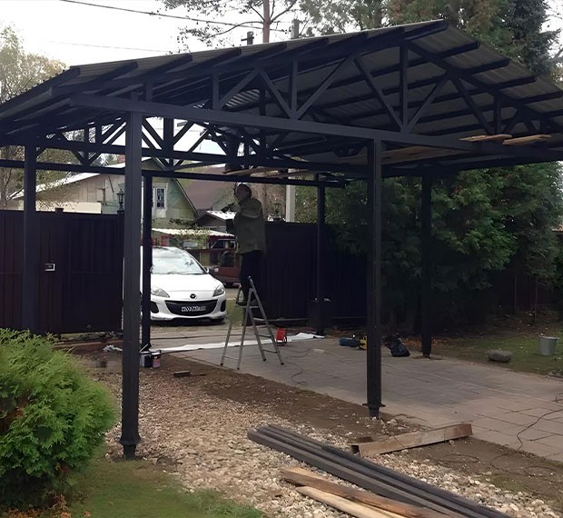 Винтовые сваи для навеса в Талдоме